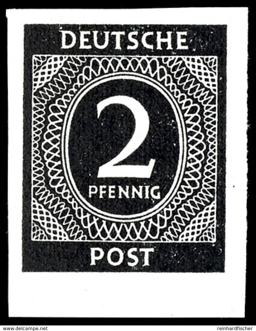 2 Pfg. Ziffer, Ungezähnt, Postfrisch, Mi. 300,-, Katalog: 912U ** - Sonstige & Ohne Zuordnung