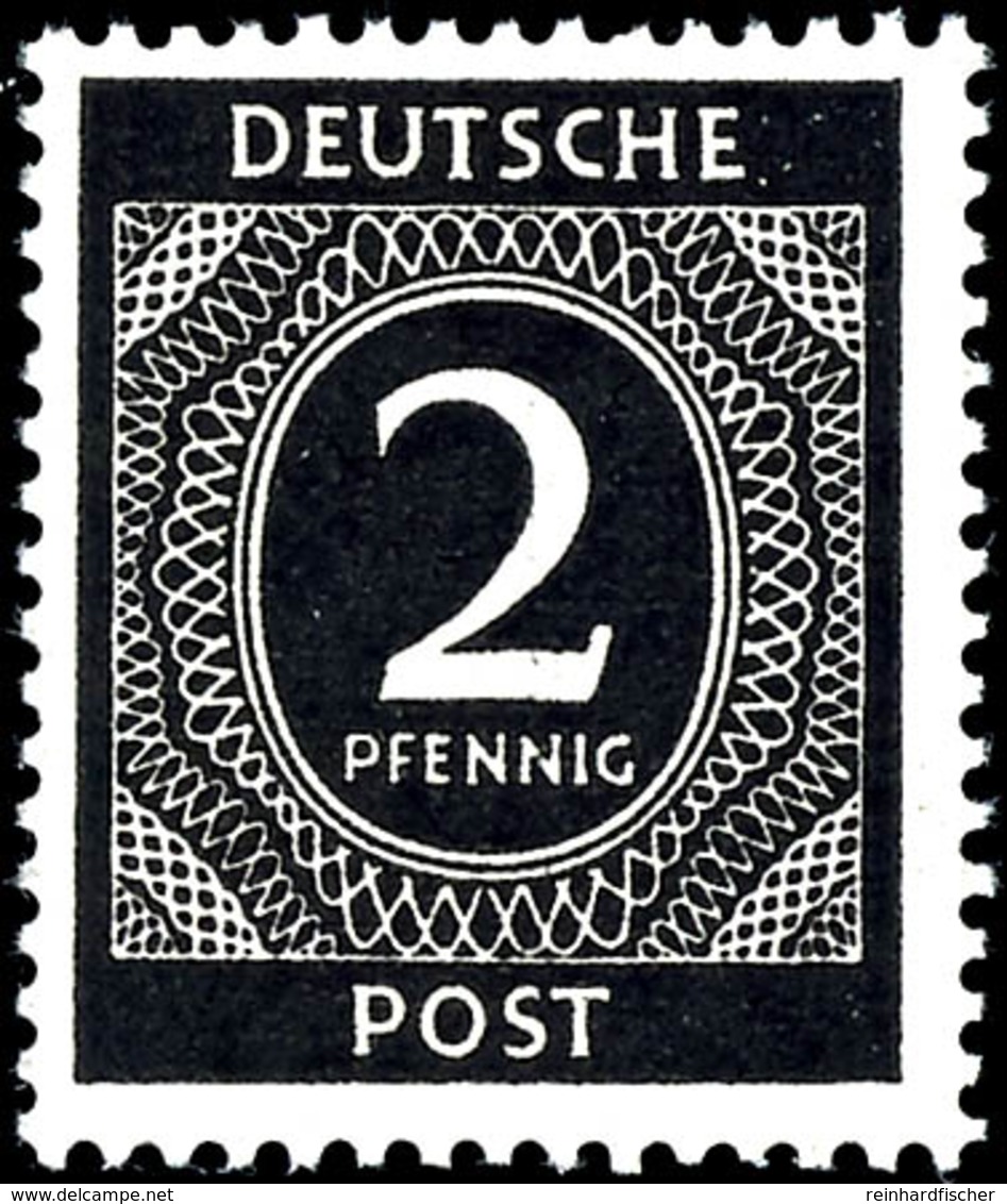 2 Pfg. Ziffer, Wz. Steigend, Postfrisch, Gepr. Schlegel BPP, Mi. 600,-, Katalog: 912Y ** - Sonstige & Ohne Zuordnung