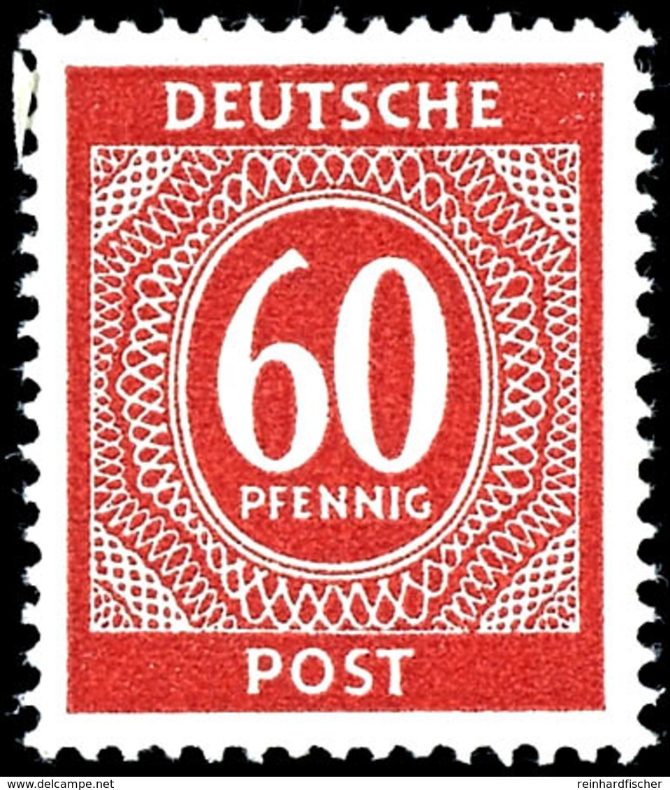 60 Pfg. Ziffern, Wz. Steigend, Postfrisch, Gepr. Schlegel BPP, Mi. 300,-, Katalog: 933Y ** - Sonstige & Ohne Zuordnung