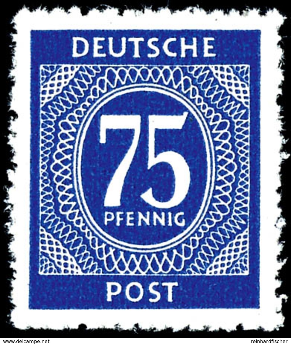 75 Pfg. Ziffern, Dunkellilaultramarin, Postfrisch, Farbbefund Bernhöft, Mi. 700,-, Katalog: 934d ** - Sonstige & Ohne Zuordnung