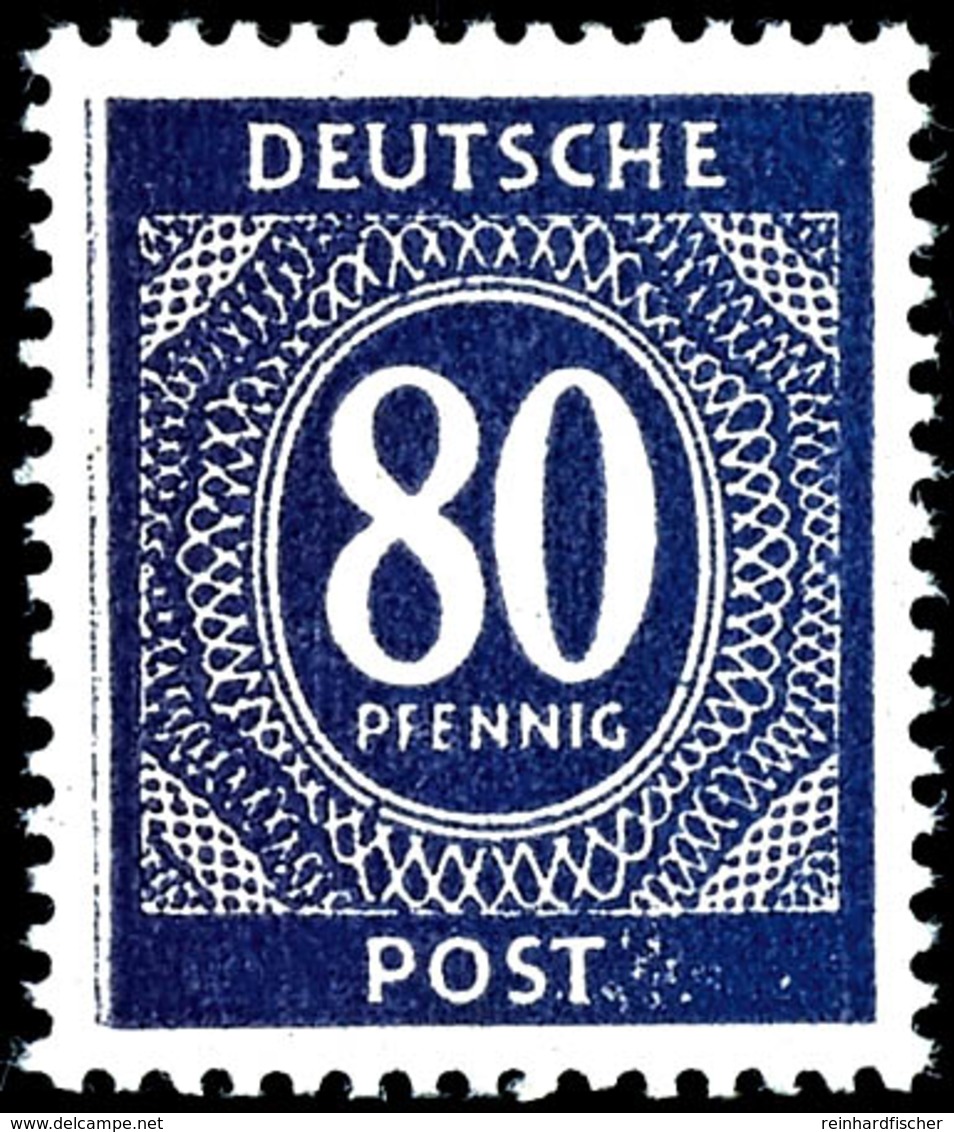 80 Pfg. Ziffern, Fehlfarbe Schwärzlichviolettblau, Postfrisch, Farbbefund Hohmann, Mi. 320,-, Katalog: 935F ** - Sonstige & Ohne Zuordnung