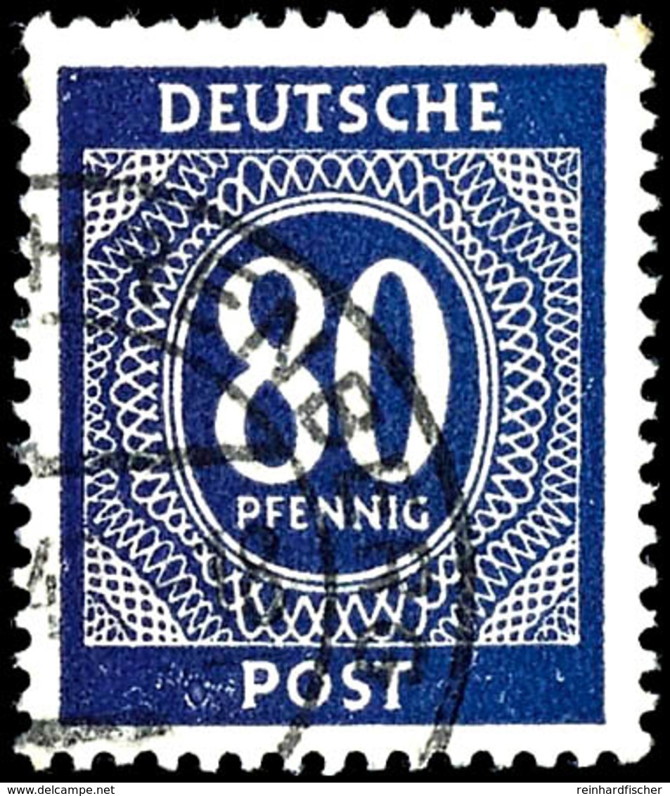 80 Pfg. Ziffern, Fehlfarbe Schwärzlichviolettblau, Gest., Farbbefund Hohmann, Mi. 450,-, Katalog: 935F O - Sonstige & Ohne Zuordnung