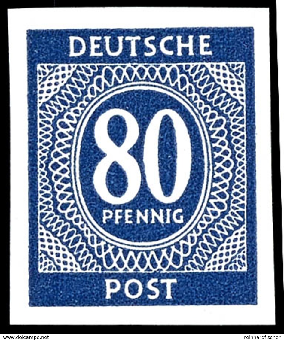 80 Pfg. Ziffern, Ungezähnt, Postfrisch (leichter Gummibug), Sign., Gepr. Schlegel BPP, Mi. 400,-, Katalog: 935U ** - Sonstige & Ohne Zuordnung