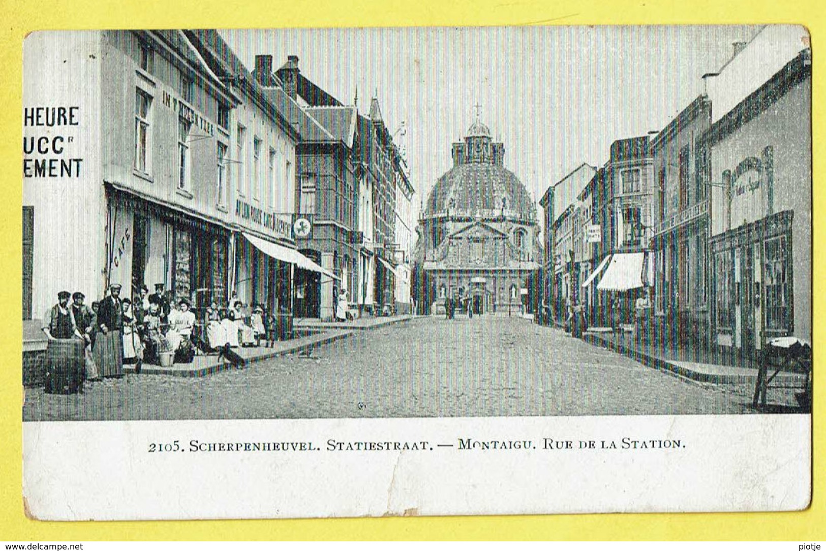 * Scherpenheuvel Zichem - Montaigu (Vlaams Brabant) * (EDN VO-DW Anvers, Nr 2105) Statiestraat, Rue De La Station, Café - Scherpenheuvel-Zichem