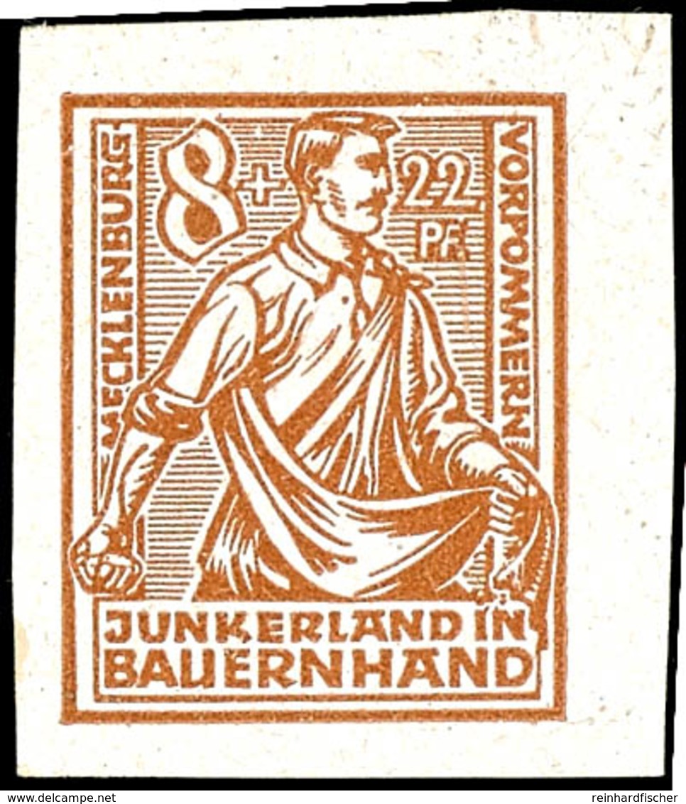 8 Pfg. Bodenreform, Gelbbraun, Ungezähnt, Ungebraucht, Signiert Thom BPP, Mi. 110,- Für **, Katalog: 24aU * - Sonstige & Ohne Zuordnung