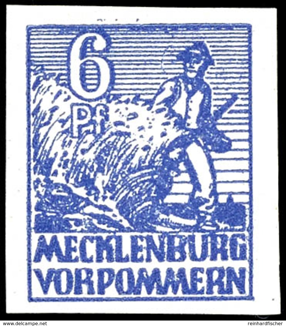 6 Pfg. Violettblau, Papier X, Ungezähnt, , Postfrisch, Signiert Thom BPP, Mi. 140.-, Katalog: 33xbU ** - Sonstige & Ohne Zuordnung