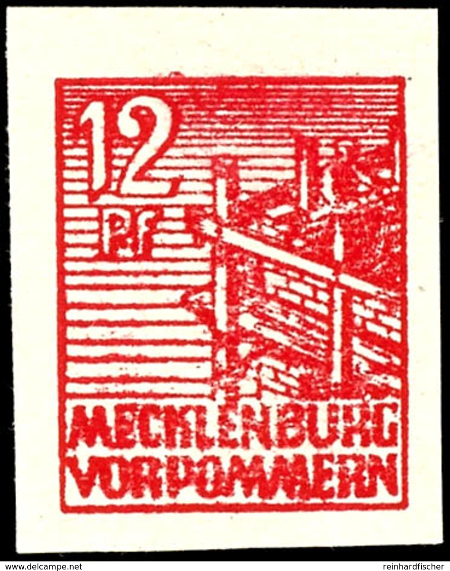 12 Pf. Rot, Probedruck A. Kartonpapier, Ungezähnt, O.G., Gepr. Thom BPP, Mi. 350,-, Katalog: 36P (*) - Sonstige & Ohne Zuordnung