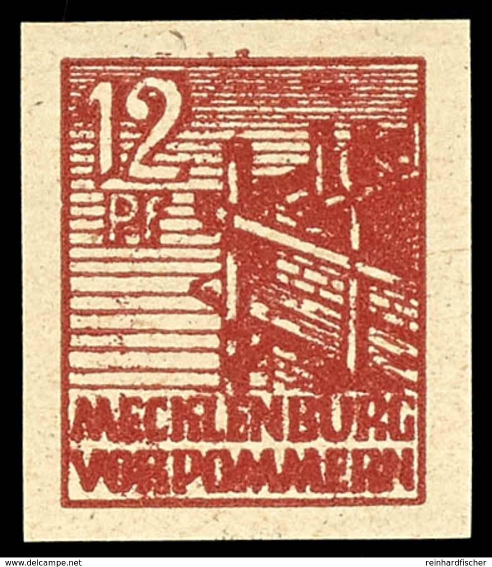 12 Pfg Abschiedsserie Braunrot Ungezähnt, Postfrisch, Vertikale Herstellungsbedingte Gummischliere Ohne Belang, Tadellos - Sonstige & Ohne Zuordnung