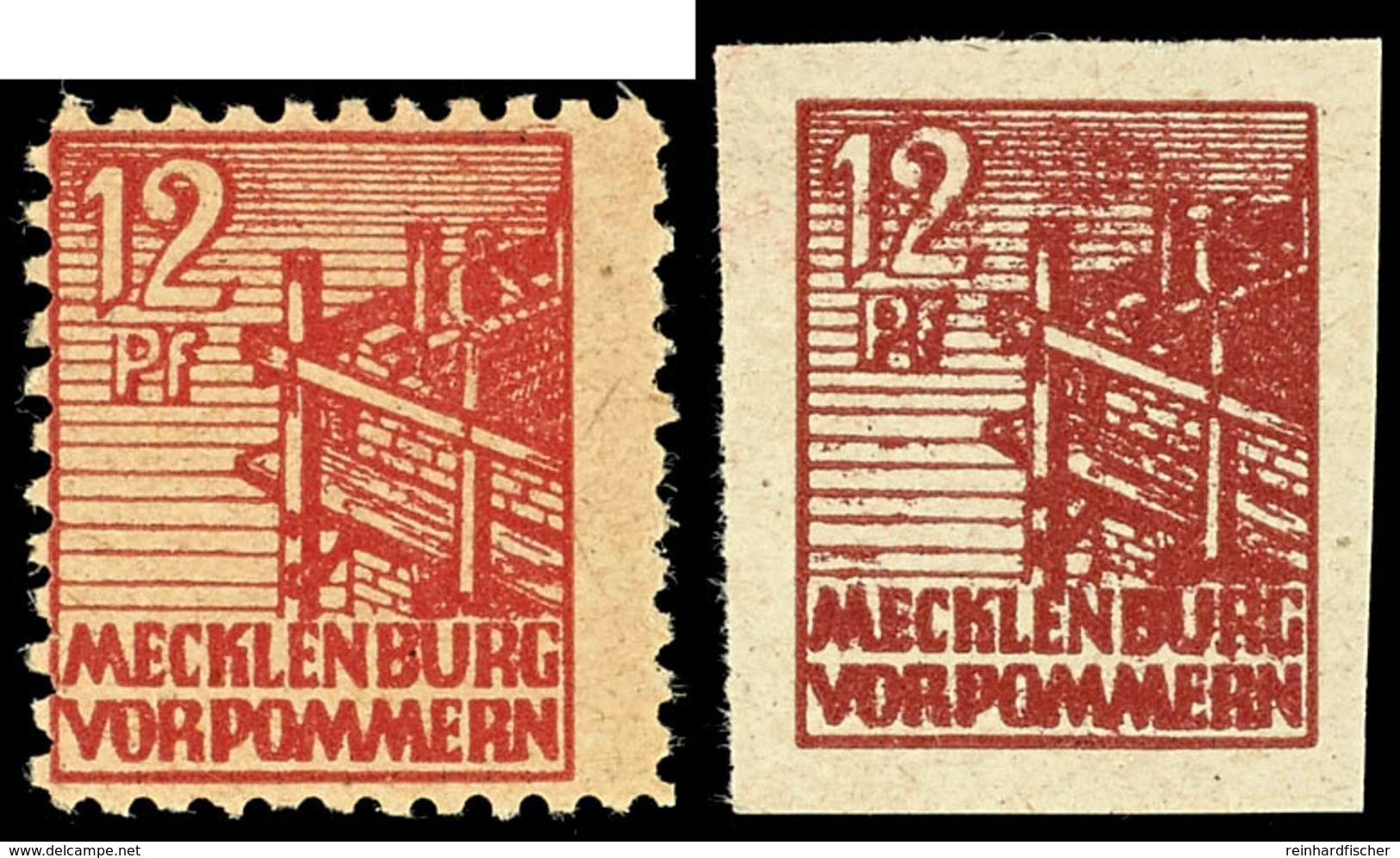 12 Pf. Braunrot, Gezähnt Und Ungezähnt, Tadellos Postfrisch, Je Gepr. Kramp BPP, Mi. 720,-, Katalog: 36yd,36ydU ** - Sonstige & Ohne Zuordnung