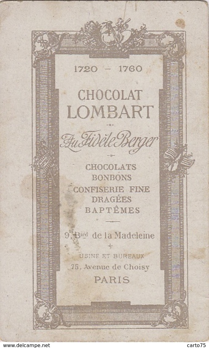 Chromos - Chromo Chocolat Lombart - Femme Mode Chapeau - Costumes Histoire Louis XV - Lombart