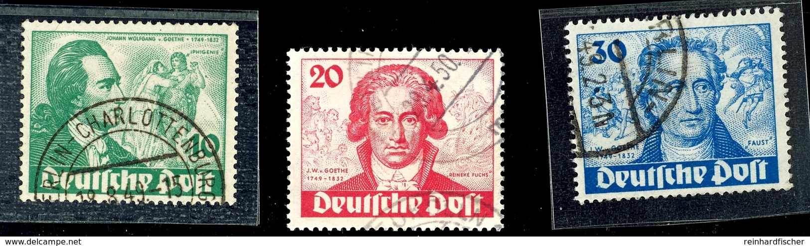 Goethe Kpl., Prachtsatz, MiNr. 61/62 Gepr. Schlegel BPP, Nr. 63 Gepr. Lippschütz BPP, Mi. 180,--, Katalog: 61/63 O - Altri & Non Classificati