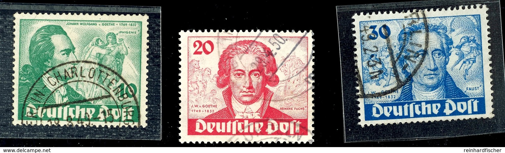 Goethe Kpl., Prachtsatz, MiNr. 61/62 Gepr. Schlegel BPP, Nr. 63 Gepr. Lippschütz BPP, Mi. 180,--, Katalog: 61/63 O - Sonstige & Ohne Zuordnung