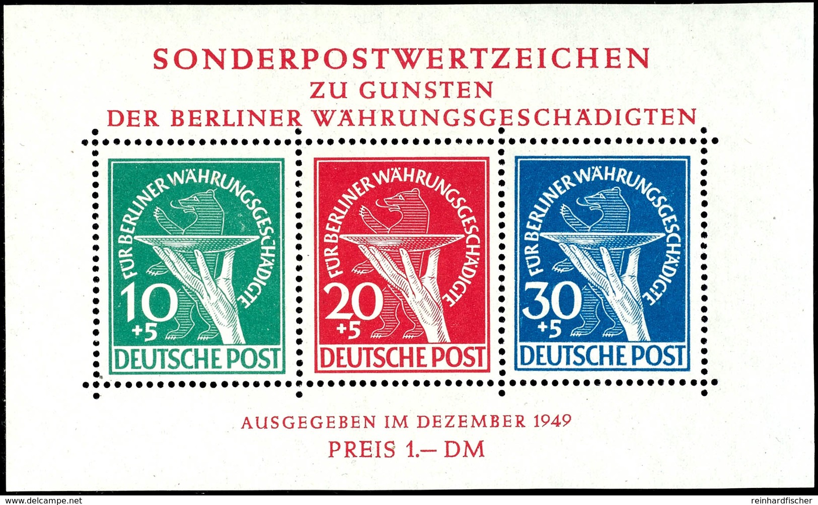 Währungsgeschädigten-Block Mit Beiden Plattenfehlern Ungebraucht (nur 2 Kleine Gummifreie Stellen), Geprüft  Schlegel A. - Sonstige & Ohne Zuordnung