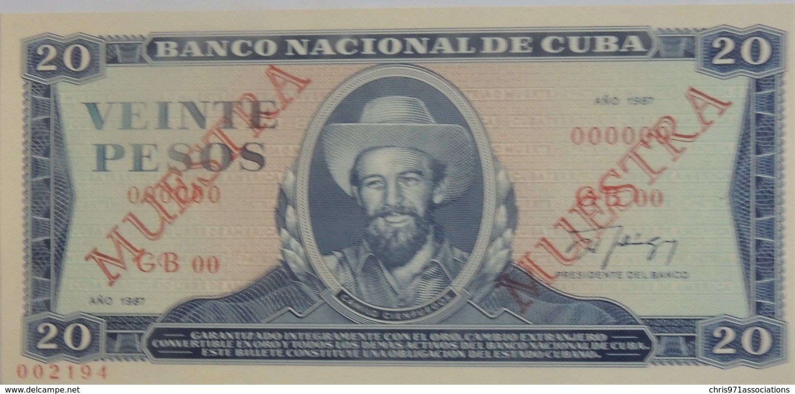 Billet De Cuba 20 Pesos 1987 MUESTRA Pick CS17 Neuf/UNC - Cuba