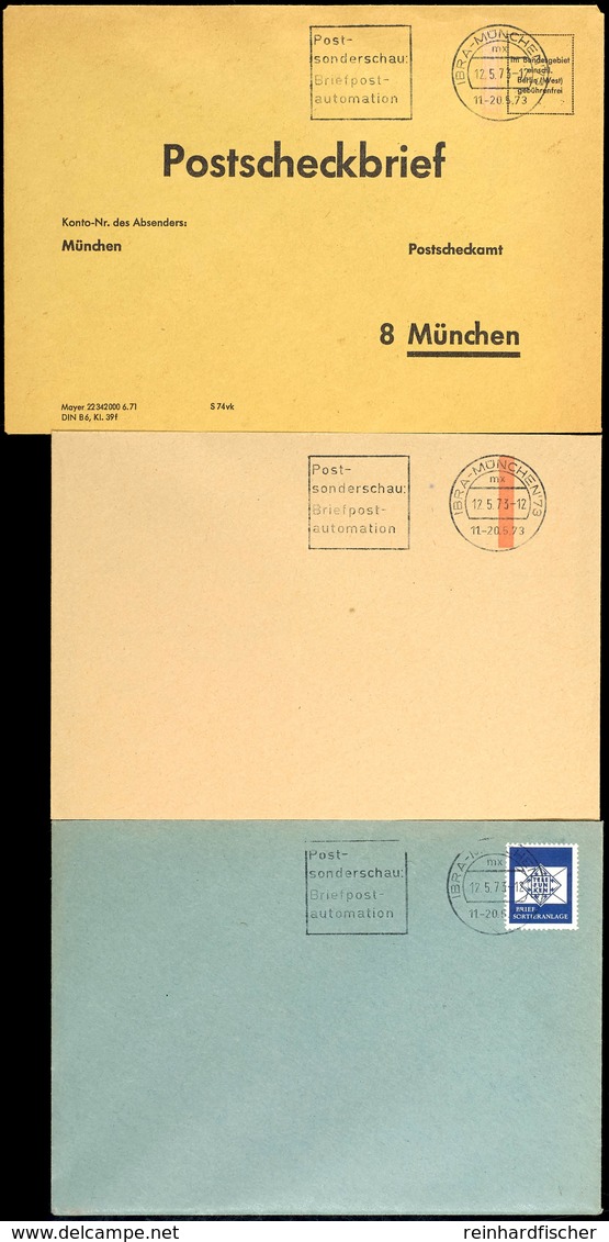 1973, Probelauf Für Elektronische Sortieranlagen Der Firma AEG - Telefunken Zur IBRA 1973 In München, 3 Verschiedene Bel - Sonstige & Ohne Zuordnung