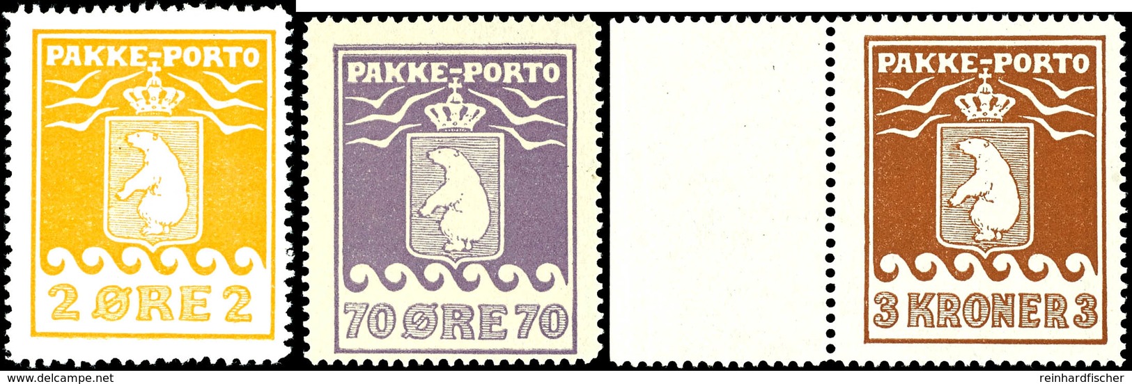 1915/30, Kpl. Paketmarkensatz "Eisbär" In A-Zähnung, 15 Öre Stärkere Haftspuren (handschriftl Sign. Grönlund), Sonst Sau - Sonstige & Ohne Zuordnung