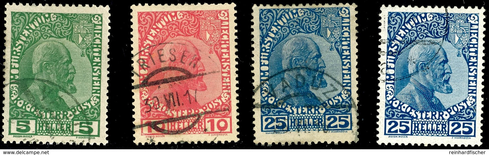 1915, "Fürst Johann II." Kpl. Auf Normalem Papier (y), Dazu MiNr. 3 X (gestrichenes Papier), Pracht, Mi. 370,--, Katalog - Liechtenstein