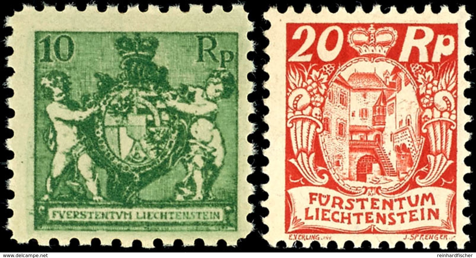 1921/26, Zwei Bessere Postfrische Werte, Mi. 255,--, Katalog: 50A, 70 ** - Liechtenstein