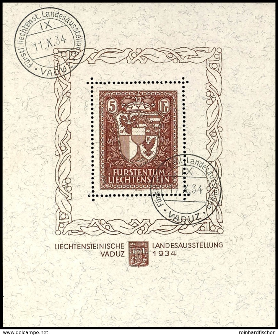 1934, Blockausgabe "Ausstellungsblock Vaduz", Tadellos Gestempelt Mit Ausstellungsstempel Vom 11.X.1934, Originalformat, - Liechtenstein