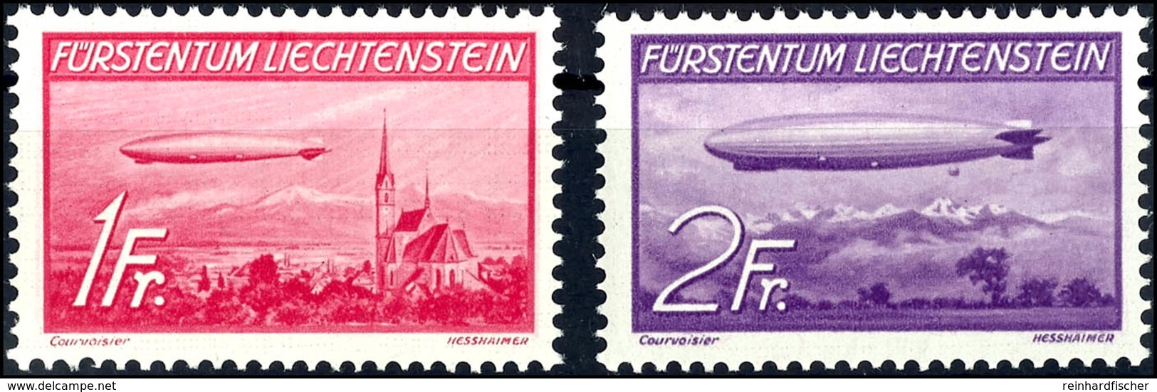 1936, 1 Und 2 Fr. Zeppelin, Beide Werte Komplett, Tadellos Postfrisch, Unsigniert, Mi. 260.-, Katalog: 149/50 ** - Liechtenstein