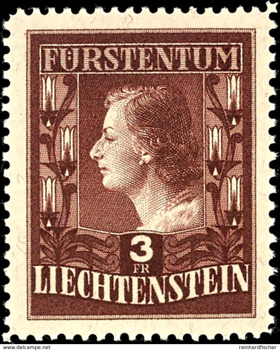 1951, "Fürstin Gina" In Besserer Zähnung, Tadellos Postfrisch, Wz. 2W, Mi. 260,--, Katalog: 305A2W ** - Liechtenstein