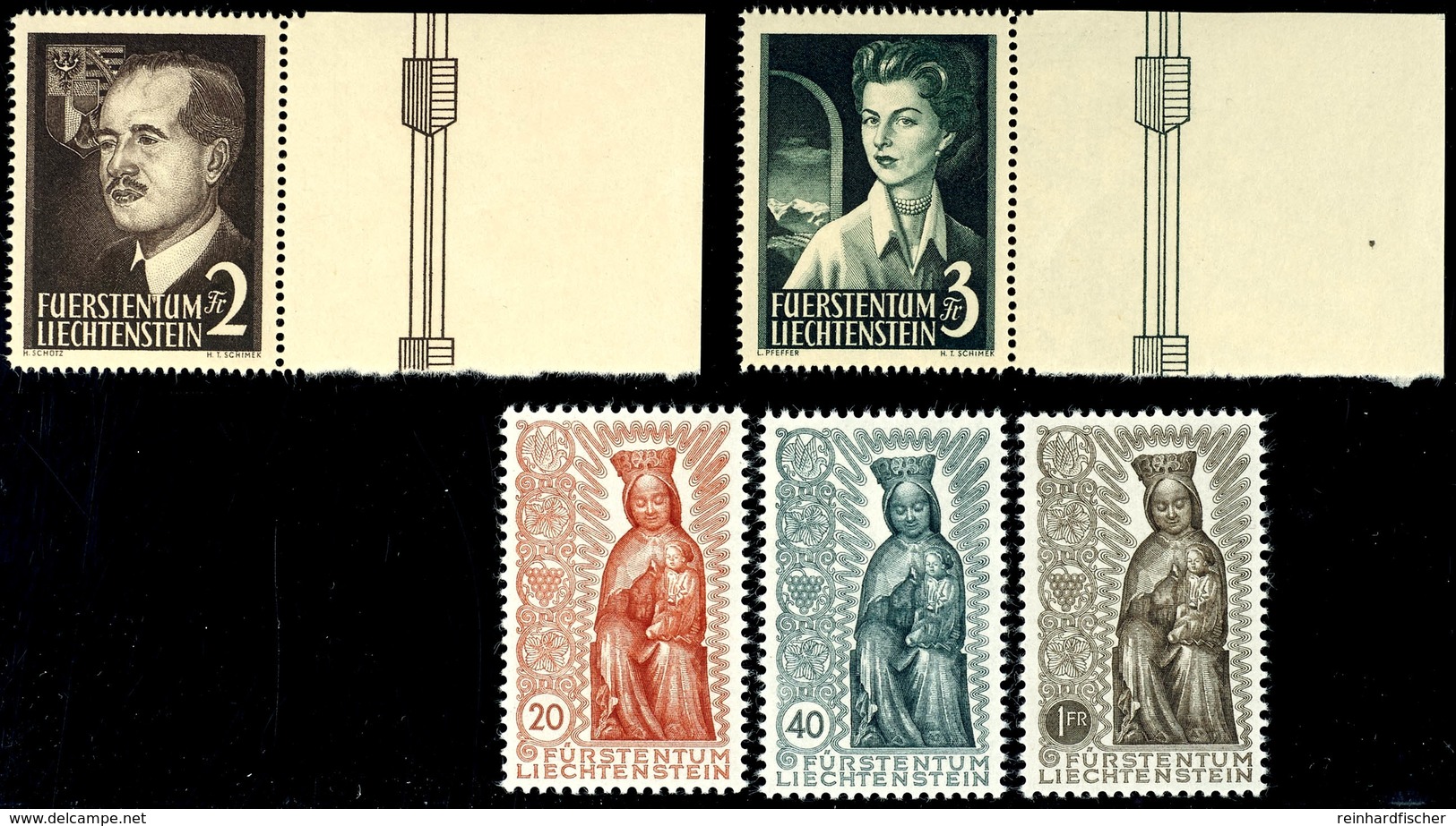 1954/55, "Marianisches Jahr" Und "Fürstenpaar" Kpl. Je Tadellos Postfrisch, MiNr. 332/33 Je Mit Rechtem Rand, Mi. 325,-- - Liechtenstein