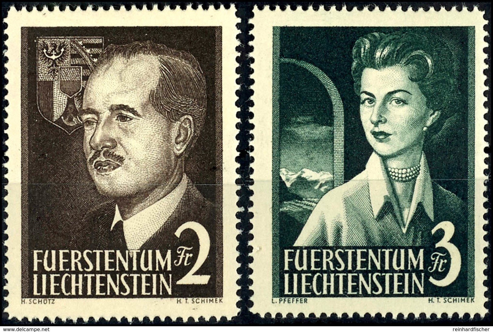 1955, 2 - 3 Fr. Fürstenpaar, Tadellos Postfrisch, Unsigniert, Mi. 260.- (SBK-Nr. 276/77), Katalog: 332/33 ** - Liechtenstein