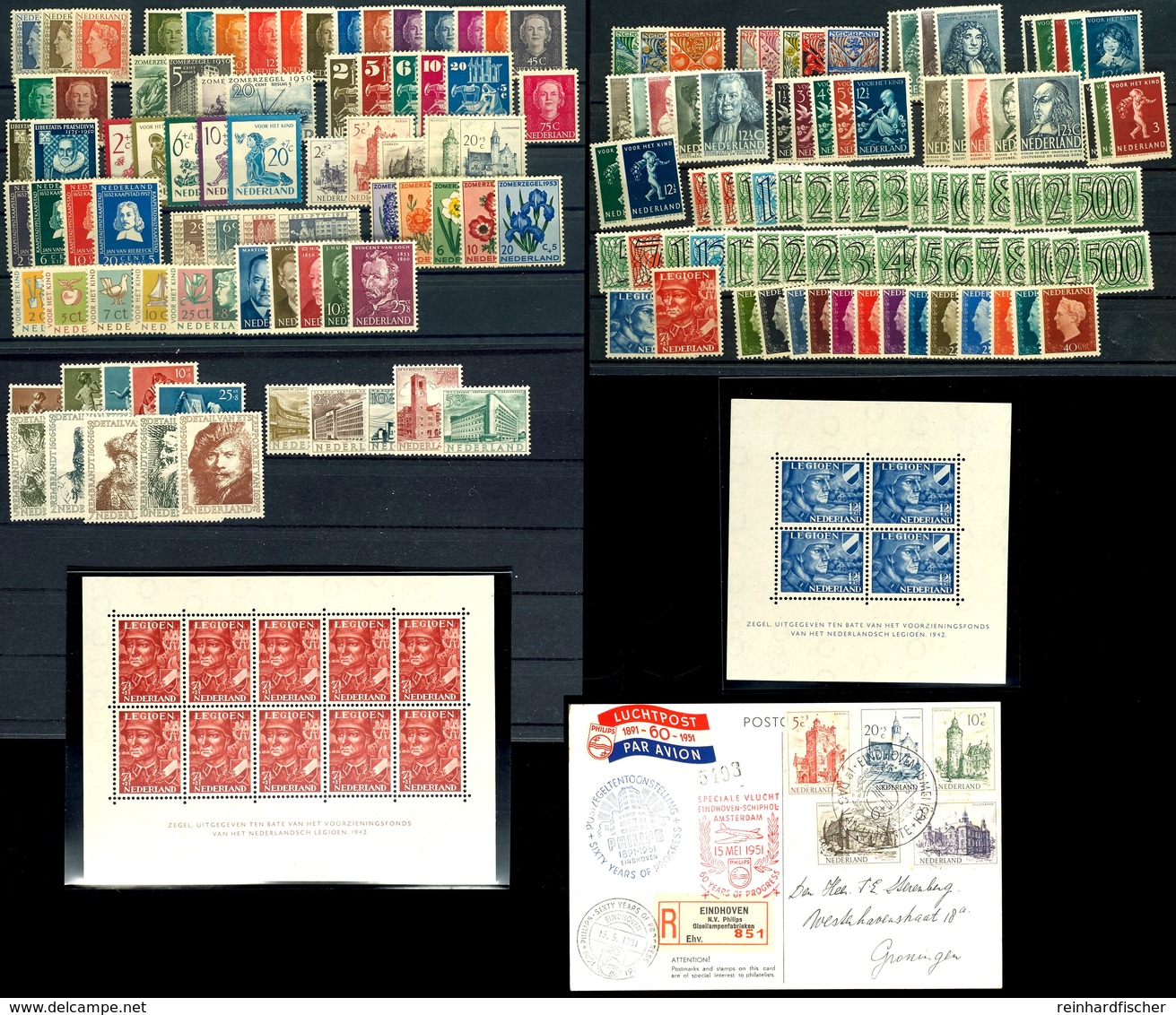 1925/56, 28 Postfrische Ausgaben Ab Mi. 164/66 Bis 672/76, Dabei U.a. 357/74, Block 1/2, 477/89, 500/02, 525/39, 558/62, - Other & Unclassified