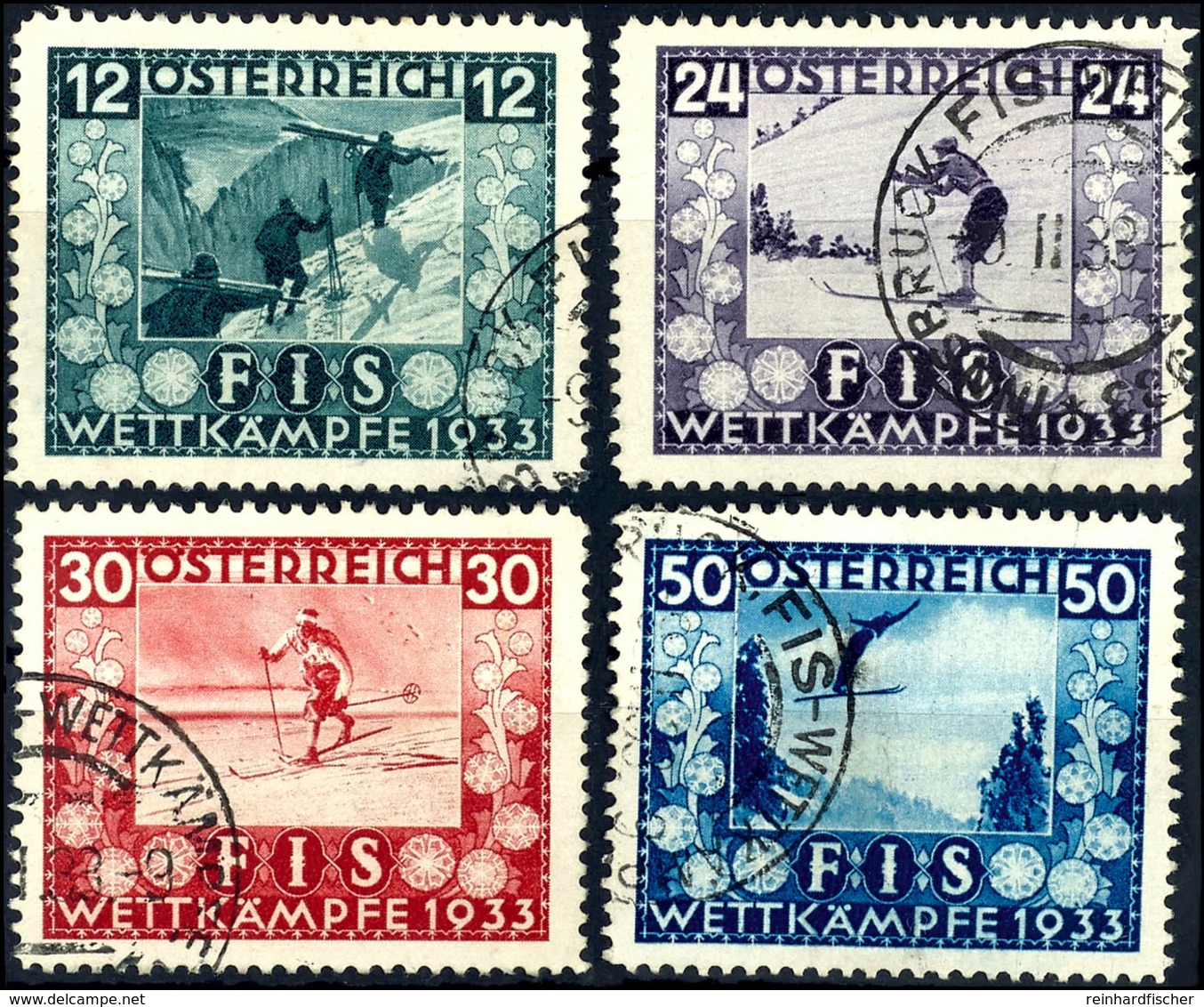 1933, 12 - 50 Gr. FIS, 4 Werte Komplett, Gestempelt, Die Billige 12 Gr. Kleine Dünnstelle, Die Anderen Werte Tadellos, M - Sonstige & Ohne Zuordnung