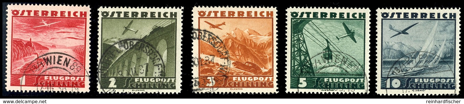 1935, Flp.-Schill.-Werte Je Mit Lesbaren Rundstempeln, Mi. 215,--, Katalog: 608/12 O - Sonstige & Ohne Zuordnung