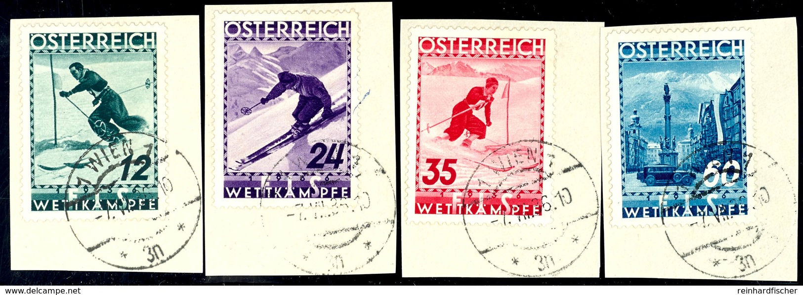 1936, FIS Kpl. Einzeln Auf Briefstücken Mit Wiener Tages-Rundstempeln, Tadellos, Mi. 350,--, Katalog: 623/26 O - Sonstige & Ohne Zuordnung