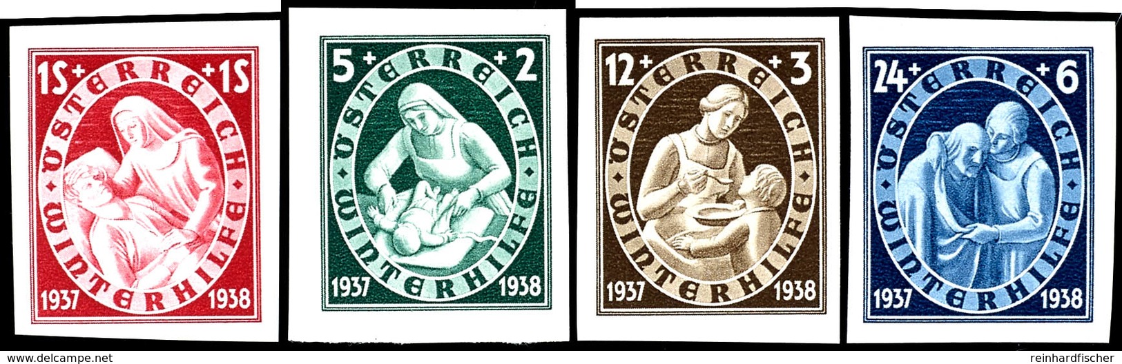 1937, 5 G. Bis 1 S. "Winterhilfe", Abart "ungezähnt", Kompletter Satz Zu Vier Werten, Tadellos Postfrisch, Mi. 400.-, Ka - Sonstige & Ohne Zuordnung