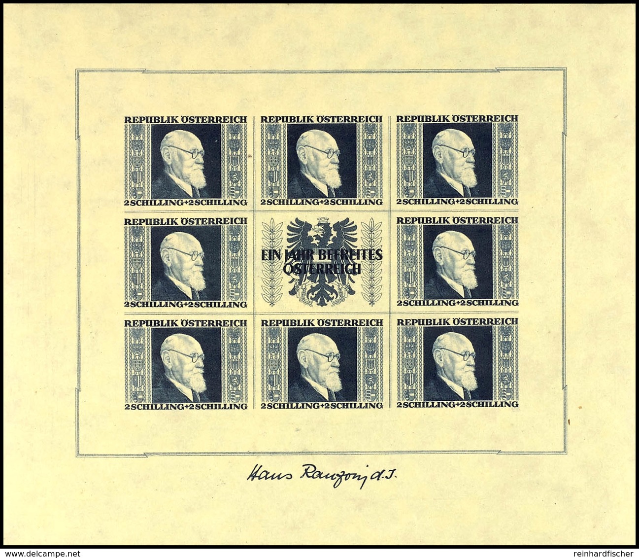 1946, 1 - 5 S. Renner Geschnitten, Kleinbogensatz Mit Allen 4 Werten Komplett, Postfrisch, Der Bogen Zu 2 S. Unmerkliche - Sonstige & Ohne Zuordnung