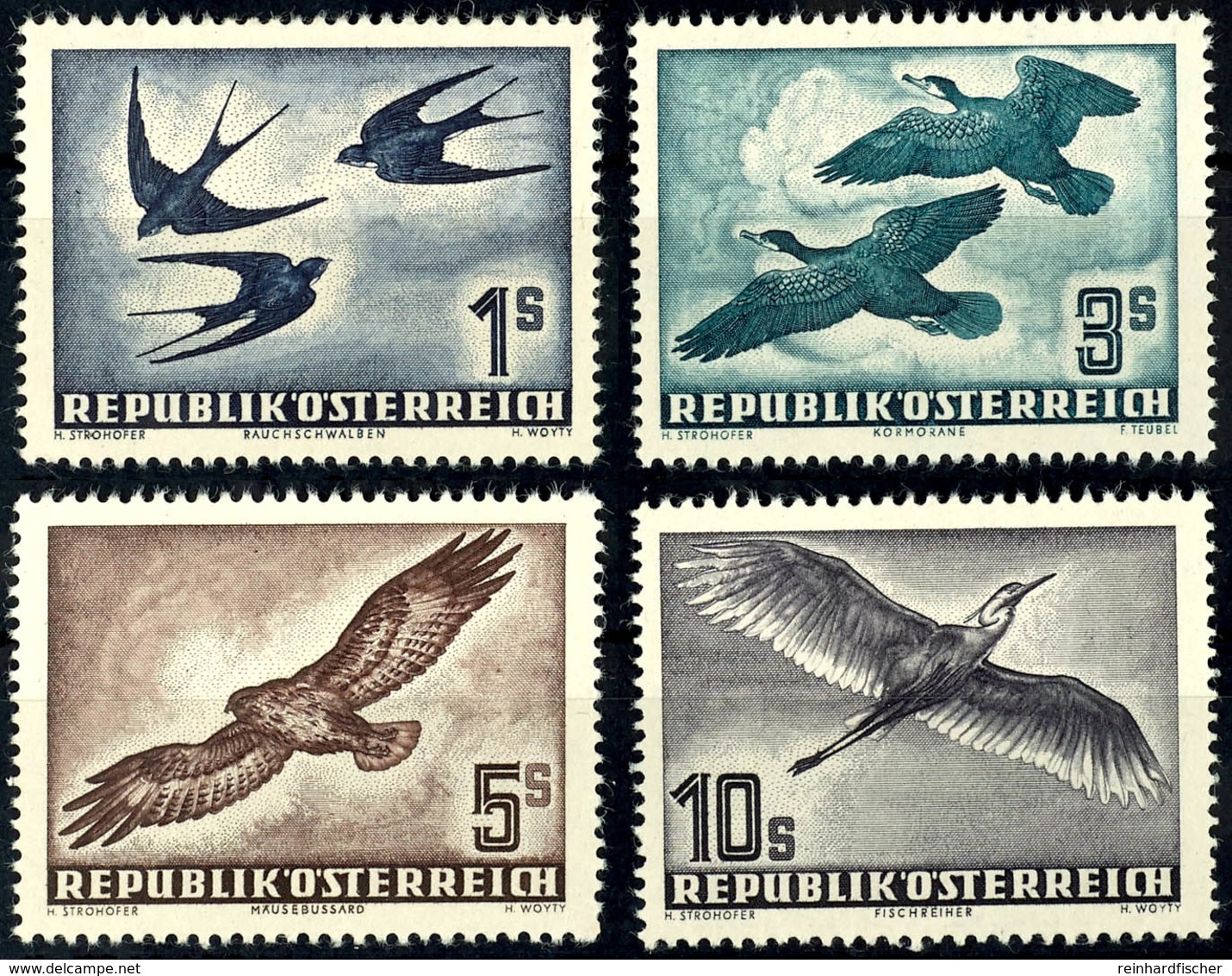 1953, 1 - 10 S. Vögel, 4 Werte Komplett, Tadellos Postfrisch, Unsigniert, Mi. 300.-, Katalog: 984/87 ** - Autres & Non Classés