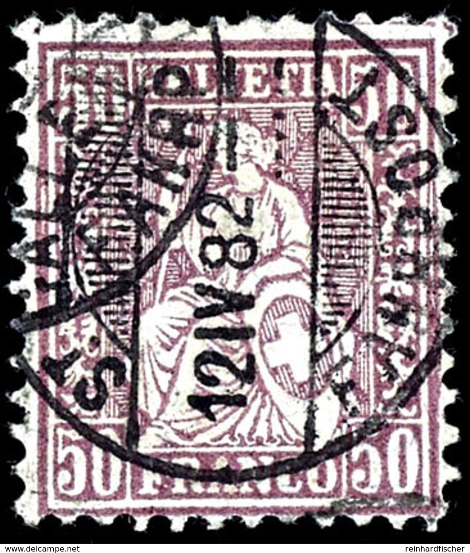 1881, 50 C. Sitzende Helvetia, Dunkellila, Tadellos Gestempelt, Attestkopie Und Signiert Liniger, Mi. 450.-, Katalog: 43 - Other & Unclassified