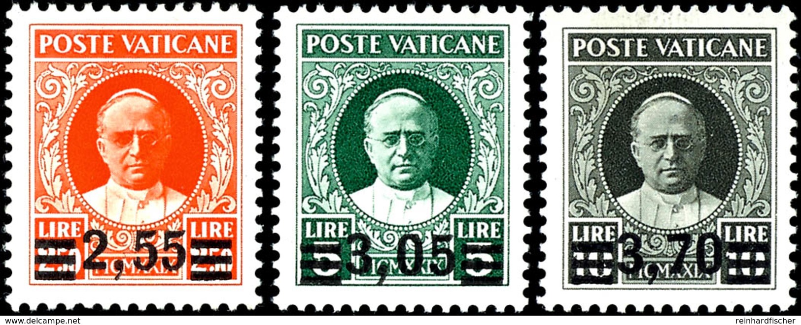 40 C. Bis 3.70 L. Aufdruck Auf Papst Pius XI., Kompletter Satz Mit 6 Werten, Tadellos Postfrisch, Gepr. Diena (bis Auf D - Other & Unclassified
