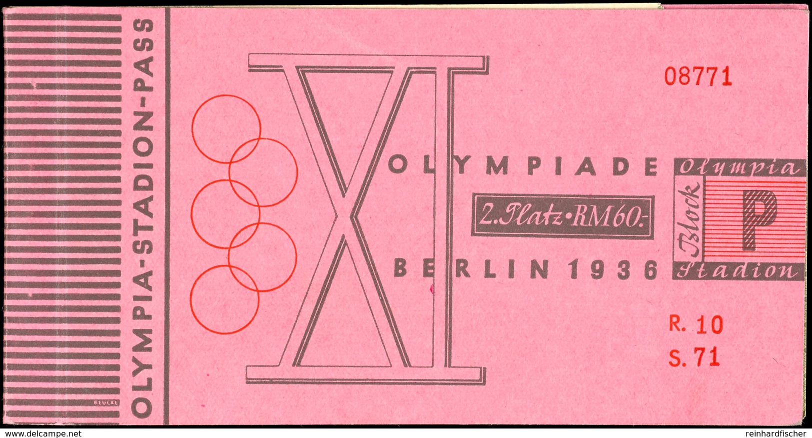 1936, Olympische Spiele Berlin, Olympiastadionpass, Kartonumschlag Mit "Plan Des Reichssportfeldes", 2 Seiten Mit Grußwo - Sonstige & Ohne Zuordnung