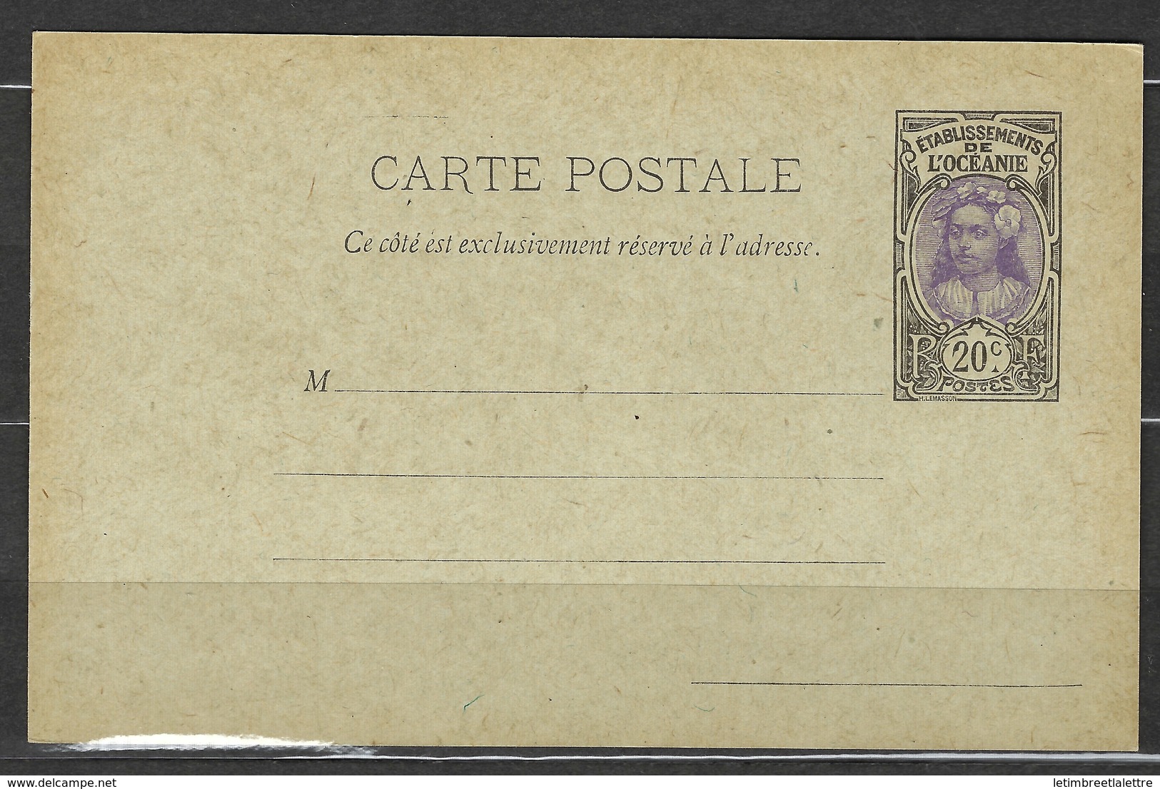 Entier Postal, Etablissement De L'Océanie, CP 7, Très Belle Qualité - Lettres & Documents