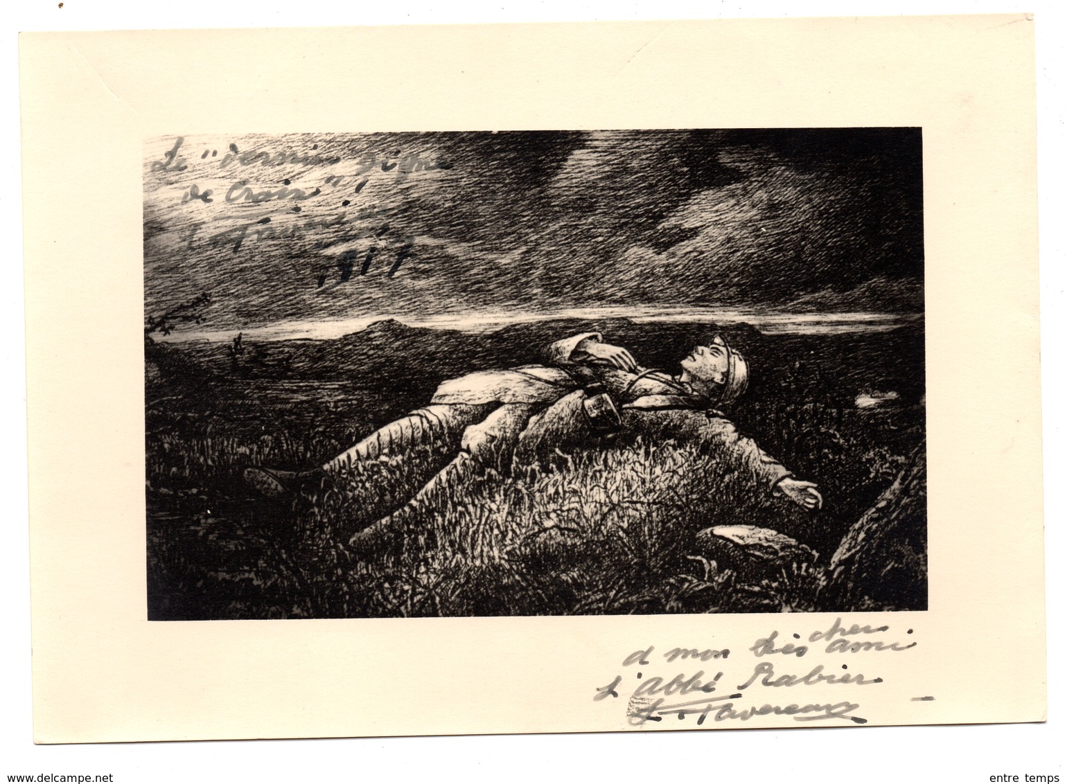 Dessin Signé  Hommage Poilus Mort Au Front Dernier Signe De Croix 1917 - Collezioni