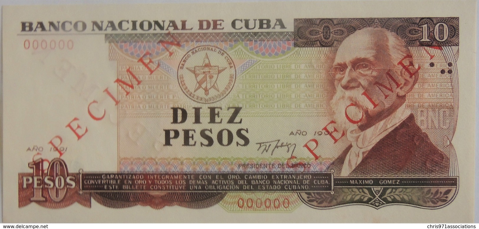 Billet De Cuba De 10 Pesos 1991 SPECIMEN Pick CS25 Neuf/UNC - Cuba