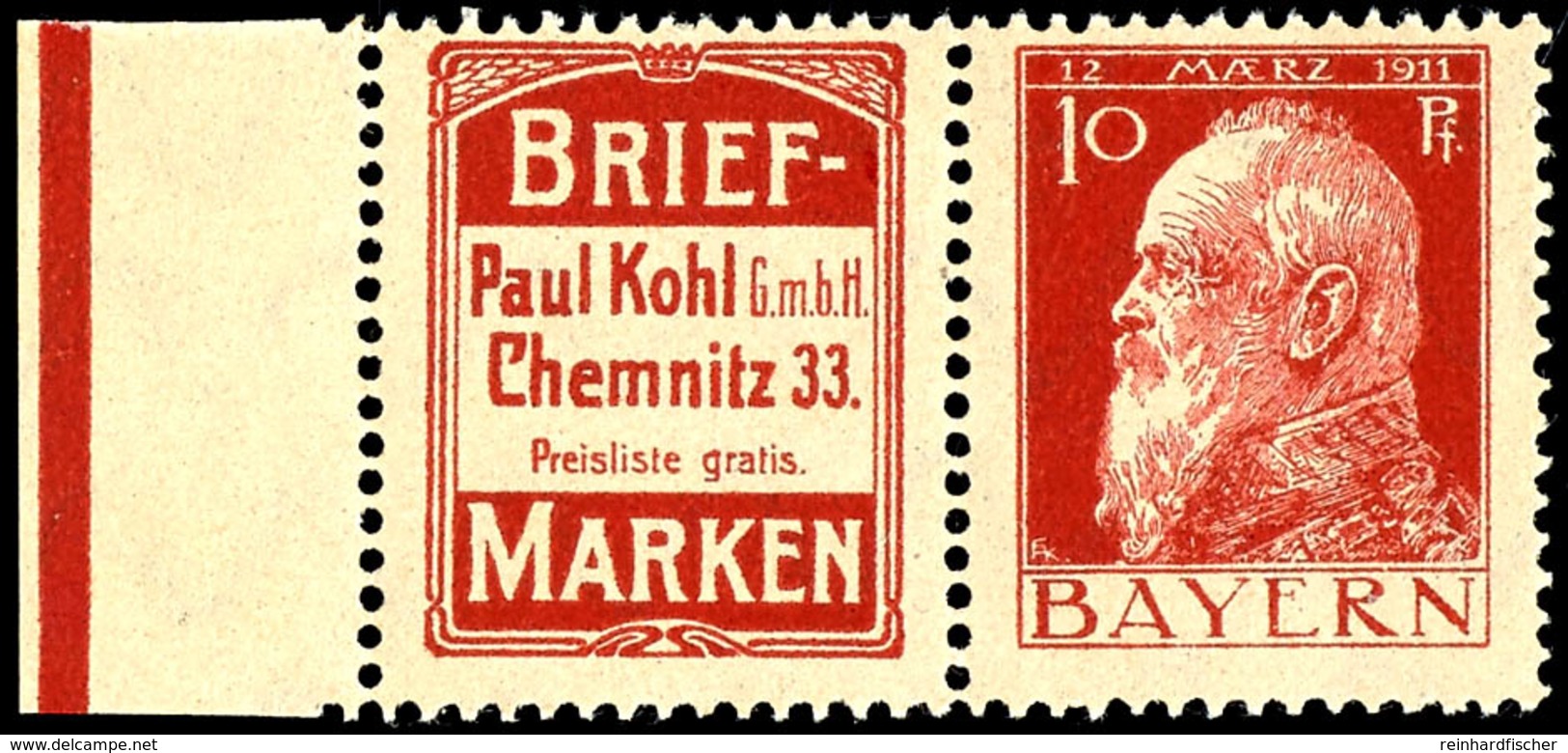 Briefmarken Paul Kohl Chemnitz + 10 Pfg Luitpold, Waagerechter Zusammendruck, Tadellos Postfrisch, Mi. 300.-, Katalog: W - Sonstige & Ohne Zuordnung