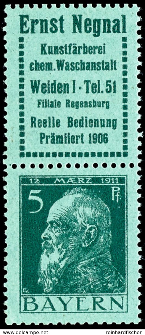 Ernst Negal + 5 Pfg Luitpold, Senkrechter Zusammendruck, Tadellos Postfrisch, Mi. 700.-+, Katalog: S1.10 ** - Sonstige & Ohne Zuordnung