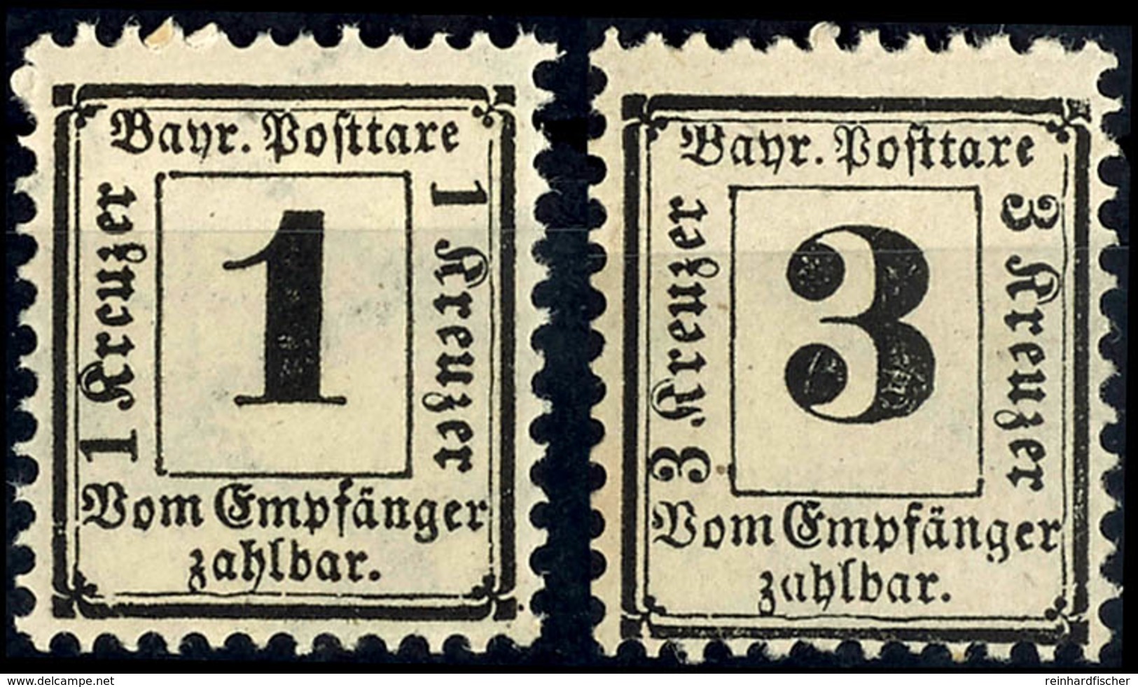 1 Kreuzer Und 3 Kreuzer Schwarz Auf Weiß, Wz. X, Postfrischer Satz, Unsigniert., Katalog: 2/3X ** - Sonstige & Ohne Zuordnung