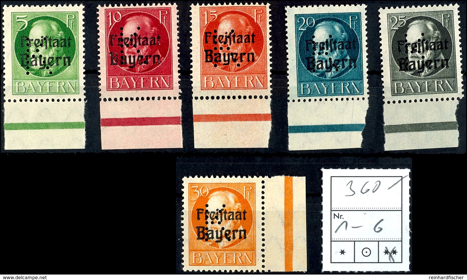 5 Pfg Bis 30 Pfg Mit Lochung "K", Tadellos Postfrisch, Alle Werte Vom Rand, Gepr. Helbig BPP, Mi. 360.-, Katalog: 1/6 ** - Sonstige & Ohne Zuordnung