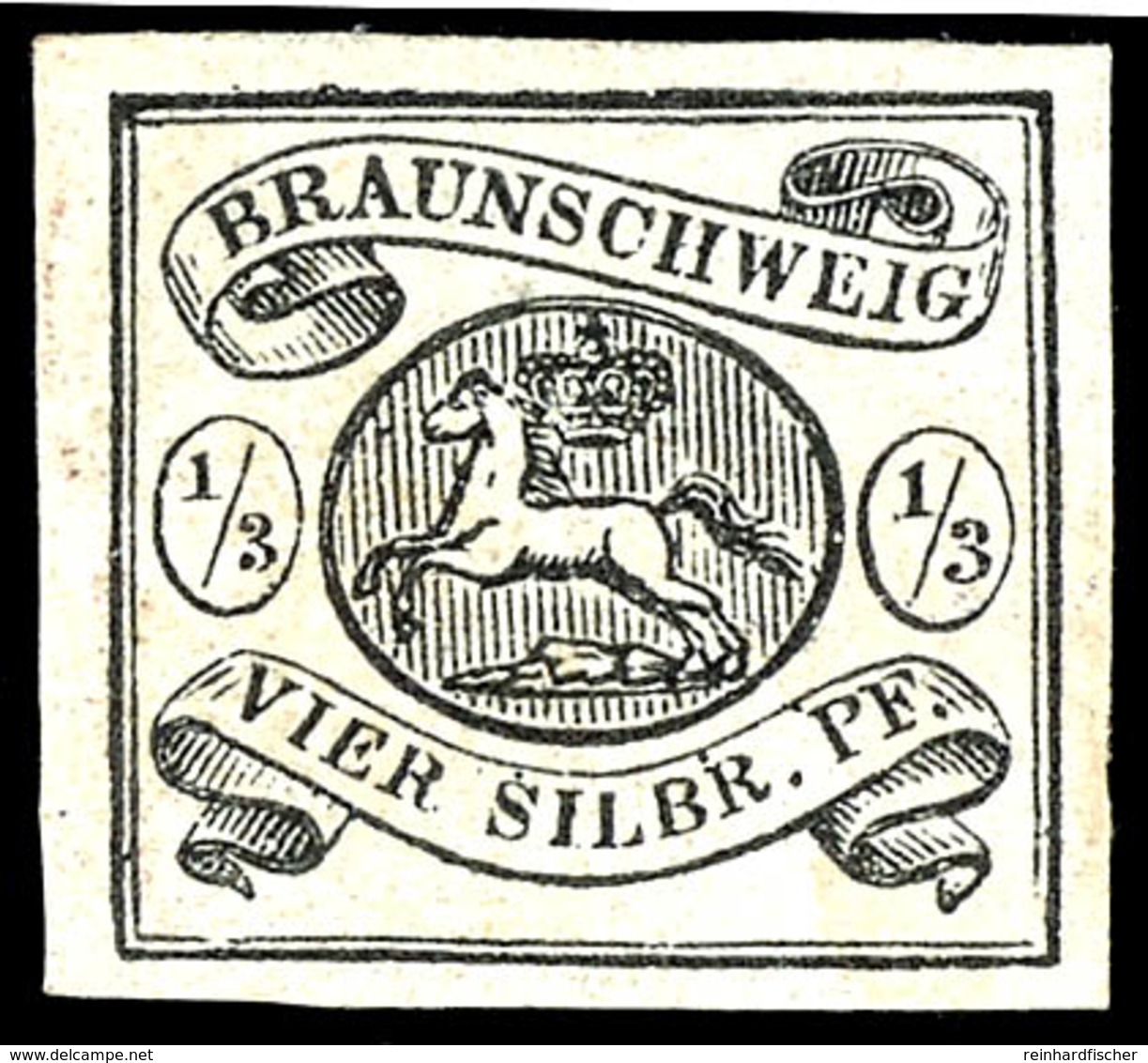 1/3 Silbergroschen, Schwarz Auf Weiß, Tadellos Postfrisches Kabinettstück In Allseits Breitrandigem Schnitt Und Farbfris - Sonstige & Ohne Zuordnung