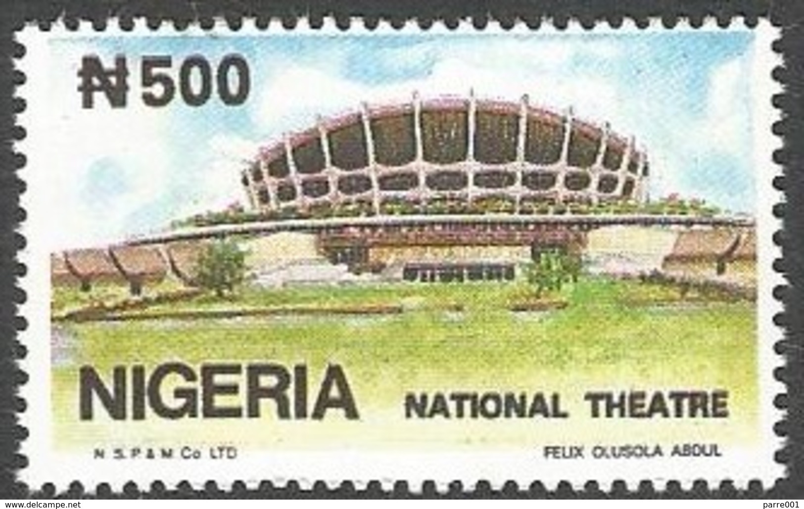 Nigeria 1990 National Theater N500 Michel D546 A Perforation 14.5 Unreported Mint Rare Stamp - Nigeria (1961-...)