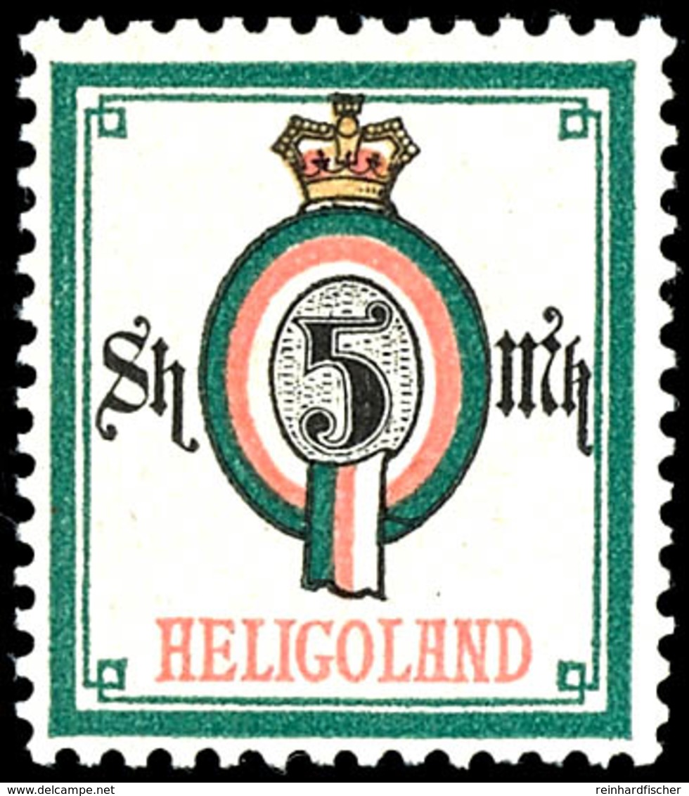 5 Mark Mehrfarbig, Tadellos Postfrisches Kabinettstück, In Dieser Erhaltung Selten, Gepr. Lemberger BPP, Mi. 400.-, Kata - Helgoland