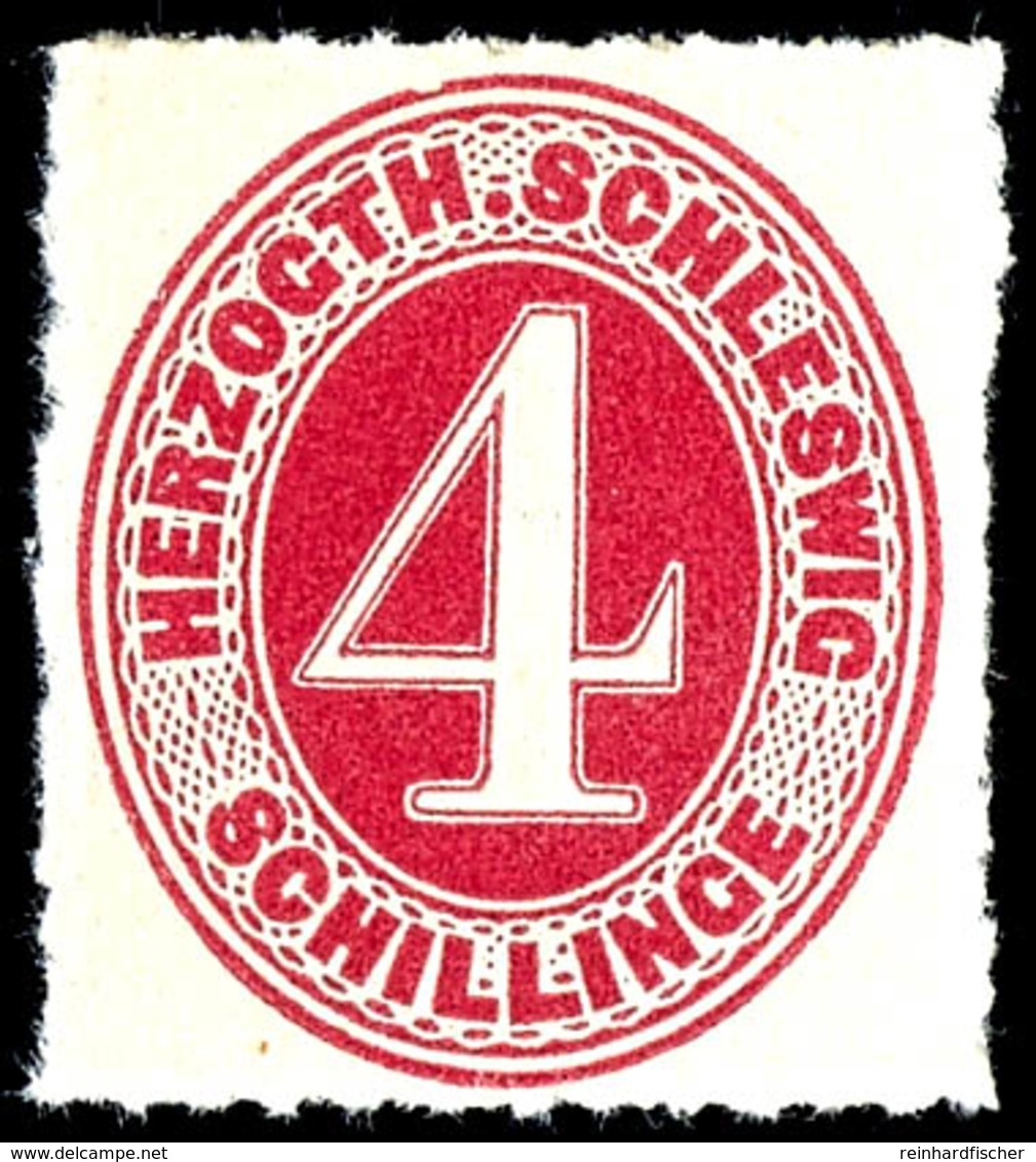4 Schilling Karminrot, Tadellos Postfrisches Kabinettstück, Unsigniert, Mi. 350.-, Katalog: 3 ** - Schleswig-Holstein