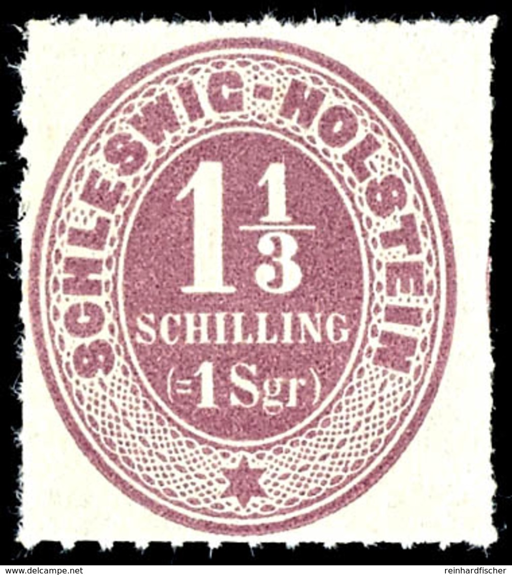 1 1/3 Schilling Lebhaftviolettbraun, Tadellos Postfrisches Kabinettstück, Unsigniert., Katalog: 10 ** - Schleswig-Holstein