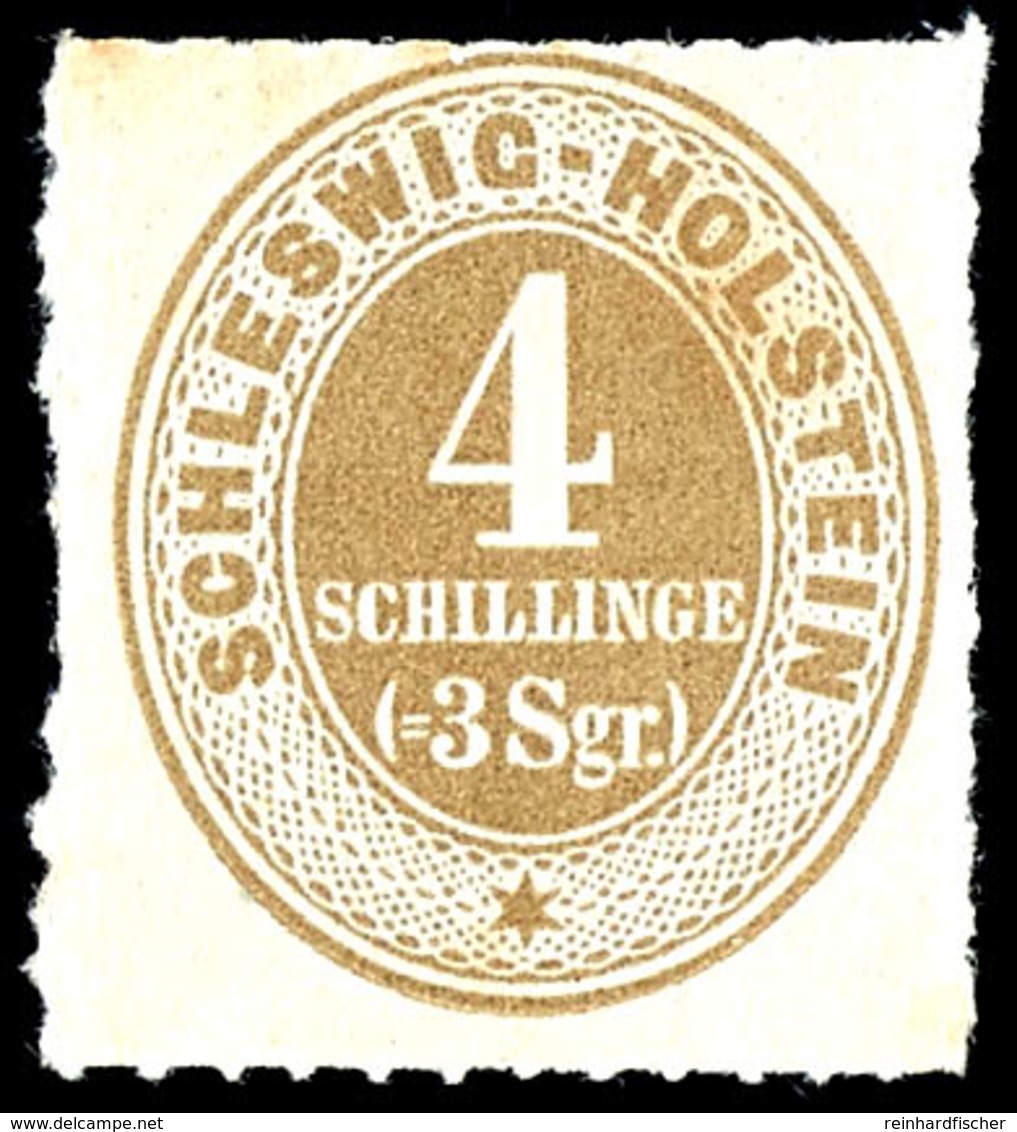 4 Schilling Ockerbraun, Bis Auf Einen Kl. Fleck Tadellos Postfrisches Kabinettstück, Unsigniert., Katalog: 12 ** - Schleswig-Holstein